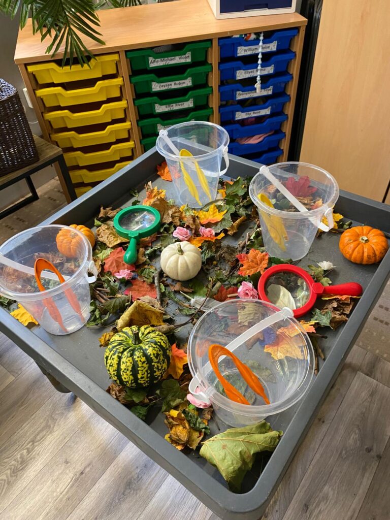 Autumn collecting and sorting at Jelly Beans Day Nursery Nottingham